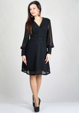 Evening V-neck dress with tucks BF RUMENA