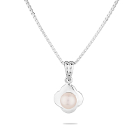 Colier de flori de argint cu perle albe de apă dulce GP014W Swan