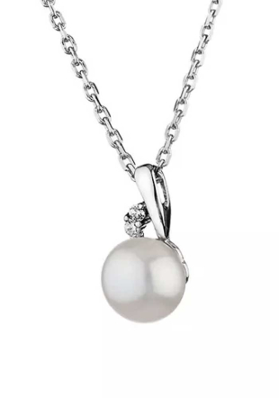 Women's Silver Necklace with White Pearl SH4042NW