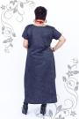 Maxi denim dress, asymmetrical with decoration Ilina fashion