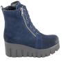 Women's boots dark blue suede leather with warm lining on platform