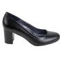 Women's black elegant leather mid heels shoes