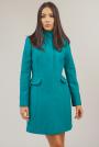 Women's straight coat with pockets in emerald color 12208-508