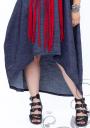 Maxi denim dress, asymmetrical with decoration Ilina fashion