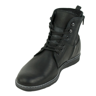 Men's black leather boots 32706