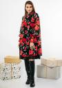 Evening dress of large red flowers with lining and belt  Avangard