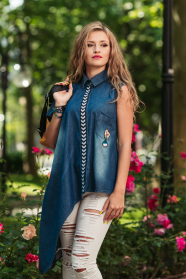 Women's denim tunic with short sleeves Avangard