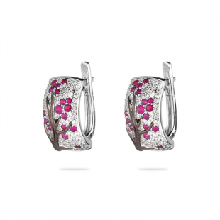Silver earrings with cherry tree element PJ305E Swan