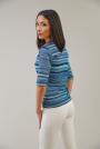 Casual women's blouse in blue stripes 82113A-460