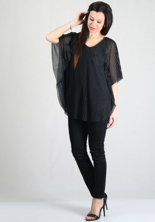 Elegant black wide cut tunic RUMENA