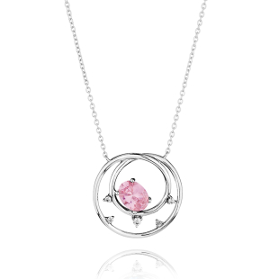 Silver necklace with pink zircon JT426NP Swan
