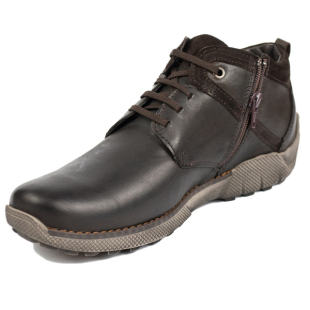 Men's brown leather boots with ties and zipper 20499