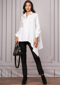 Set de dama de camasa tunica alba si pantaloni negri Avangard
