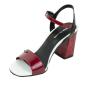 Women's elegant red leather sandals with marble effect