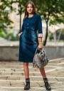 Elegant denim dress with colorful cuffs Avangard