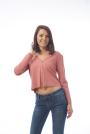 Cardigan în nuanţă corai cu design simplu de damă 8250-3