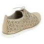 Women's beige leather shoes with flowers perforation