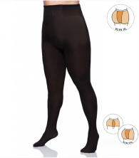 Plus size tights in chocolate brown with additional band 80 DEN