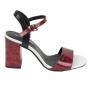 Women's elegant red leather sandals with marble effect