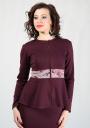 Sacou bordo cu imprimeu floral de damă RUMENA