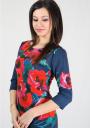 Rochie bleumarin cu imprimeu floral contrastant  RUMENA