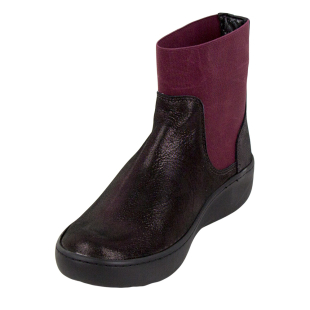 Ghete dama din piele naturala bordeaux cu elastice 32819