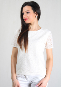Ladies short sleeves top with lace front RUMENA
