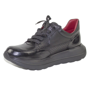 Дамски черни маратонки от естествена кожа 2283BLACKY