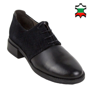 Women's black leather shoes 32978