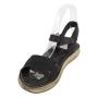 Women's black leather sandals 33748