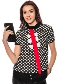 Elegant women's polka dot blouse with ribbon Avangard