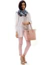 Women's grey scarf with pink and blue elements PIMAVERA