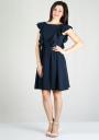 Rochie bleumarin cu volane decorative RUMENA