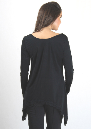 Black asymetric tunic with lace trims BF RUMENA