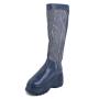 Women's blue leather high boots with wooven upper part 20480