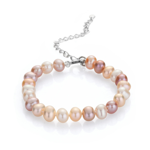 Bracelate with fresh water pearls in pink, purple and white R04388BM Swan