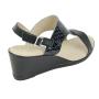 Women's black leather sandals with patent leather croco