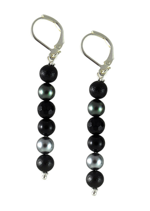 Обици от майорски перли, лава камък и оникс Dannyra Jewels