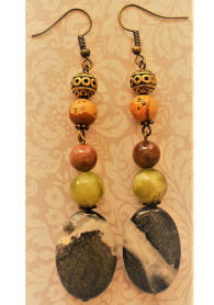Women's earrings with stones amazonite, jade and jasper FW2111