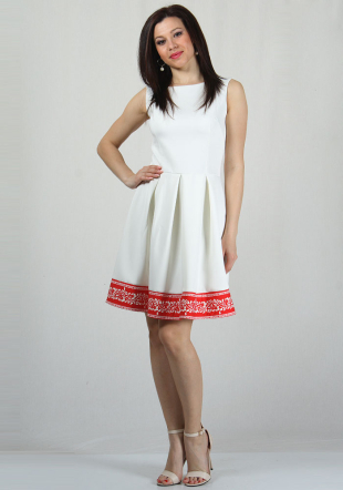 White dress with red with white flowers finishining RUMENA