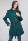 Women's short coat with belt in green color 12204-500