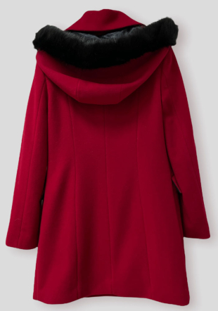 Women's wool coat with a hood in red 12103-602