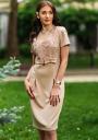 Formal beige dress with lace decoration and  ribbon Avangard