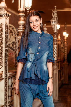 Womens denim skirt with belt Avangard