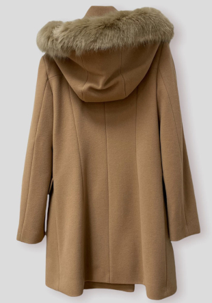 Women's wool coat with camel hood 12103-804
