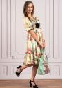 Women's long dress in floral pattern with gathered sleeves Avangard