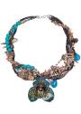 Колие с естествена орхидея, корали, раковини, ахат, яспис Blue Island Dannyra Jewels