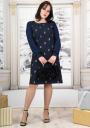 Elegant women's dress in blue color with trapezoidal sleeves Avangard