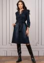 Elegant denim dress with open neckline and belt Avangard