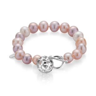 Bracelate with fresh water pearls in pink, purple and white R1667BM Swan